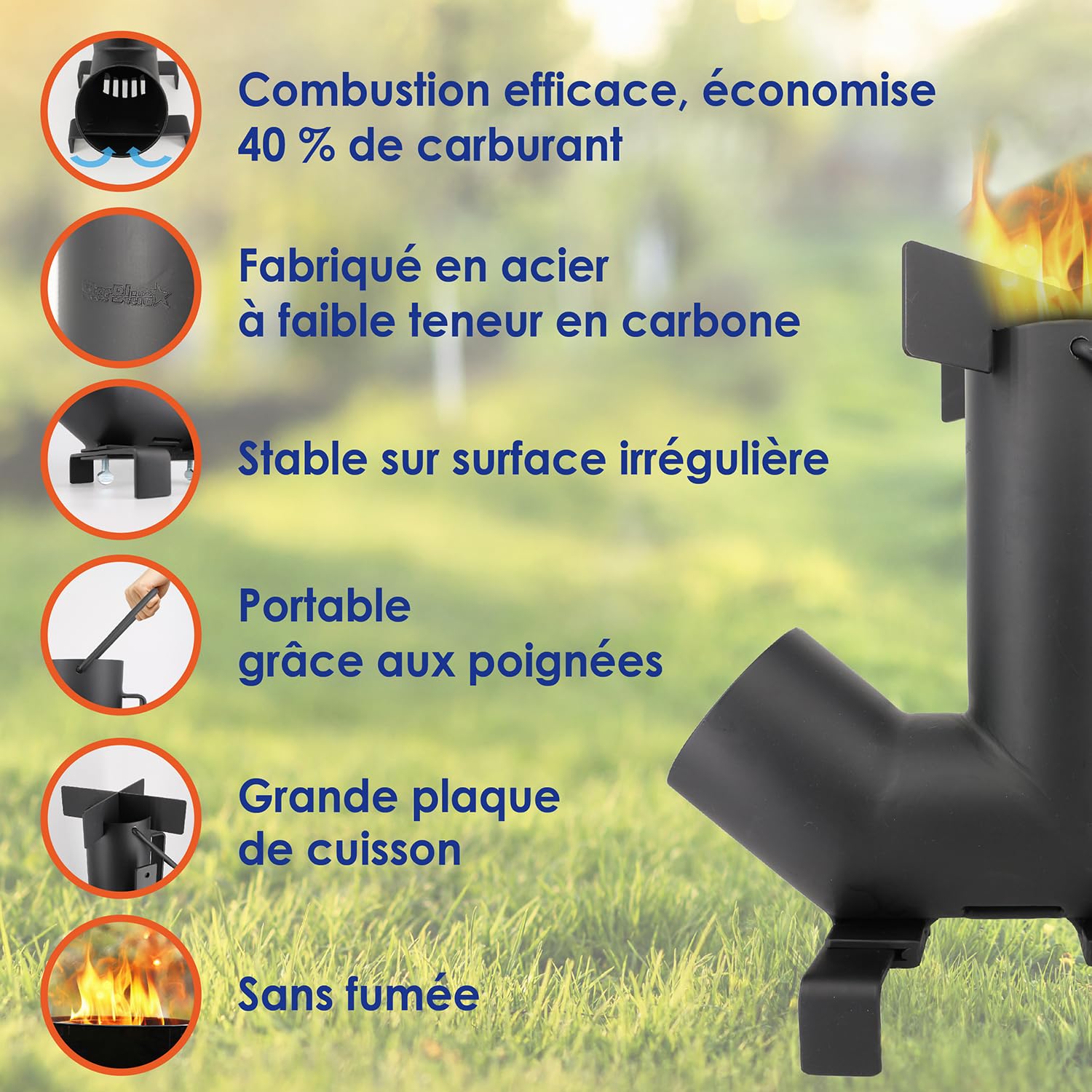 Réchaud de Camping StarBlue Avec Sac de Transport GRATUIT - Réchaud Portable à Bois Avec Grande Chambre à Combustible, Idéal Pour la Cuisine en Plein Air, Pique-Niques, Barbecues, Chasse et Pêche