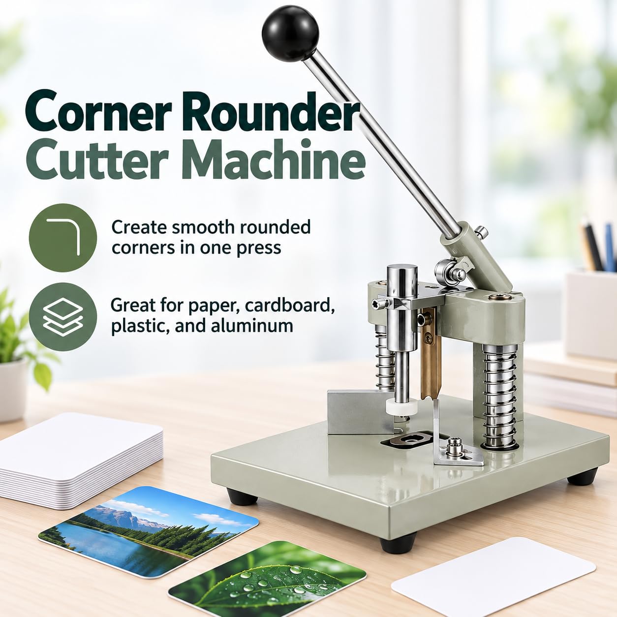 Machine à arrondir les coins, matrices R6 et R10, épaisseur maximale