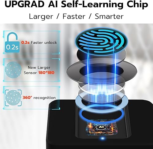 Miniatura 3 de Candado de huellas dactilares, cerradura de combinación resistente, candado con llave, Bluetooth y desbloqueo de huellas dactilares, impermeable con