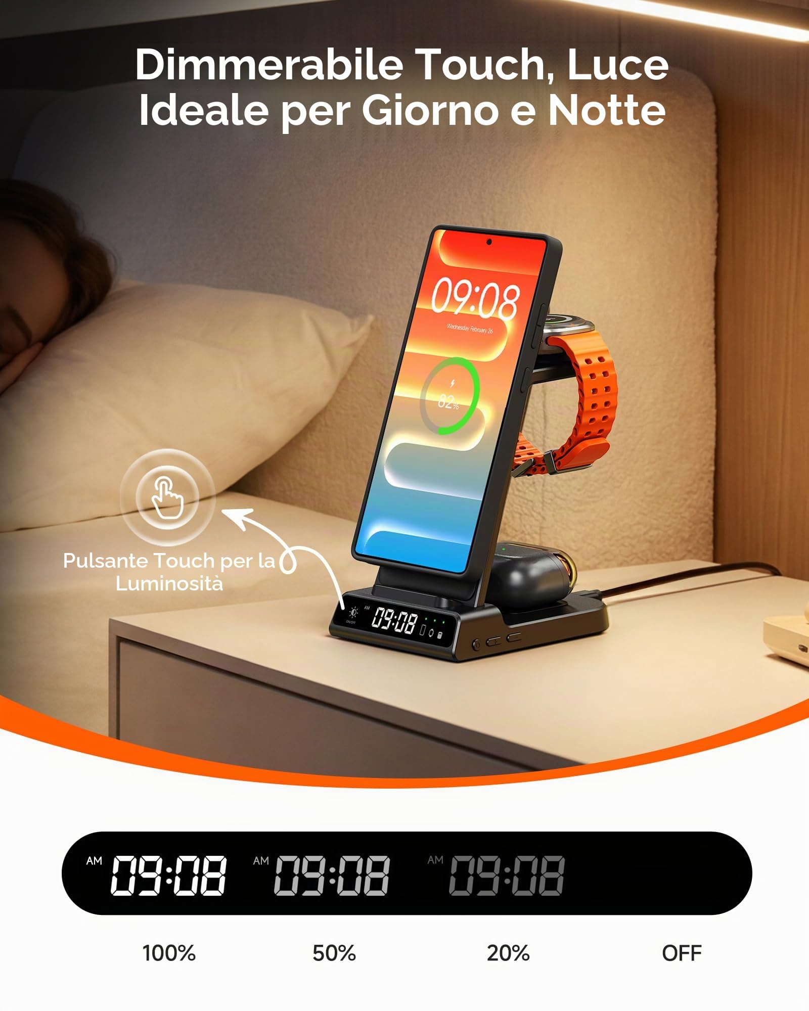 Caricatore magnetico per Samsung S26 Ultra, base di ricarica wireless 3 in 1 per Galaxy S25/S24/S23/Z Fold/Z Flip, per Galaxy Watch 8/8 Classic/Ultra/7/6/5, Galaxy Buds 3 Pro/3 (senza adattatore)