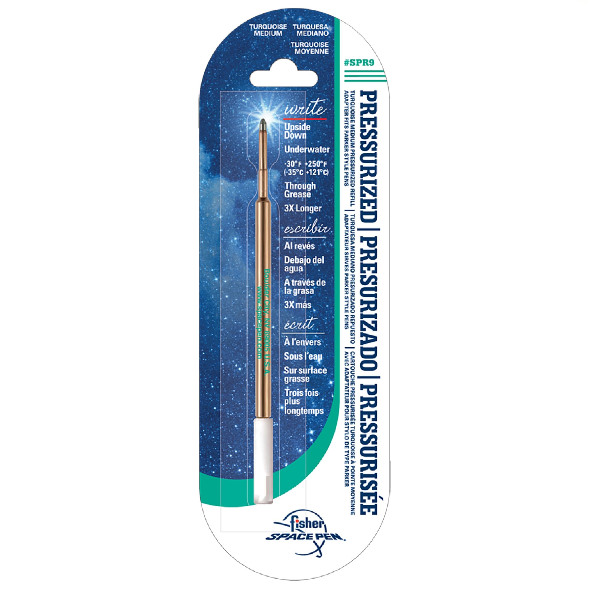 Fisher Space Pen Medium Point Pressurized Cartridge Refill, Turquoise Ink, 1 Pack