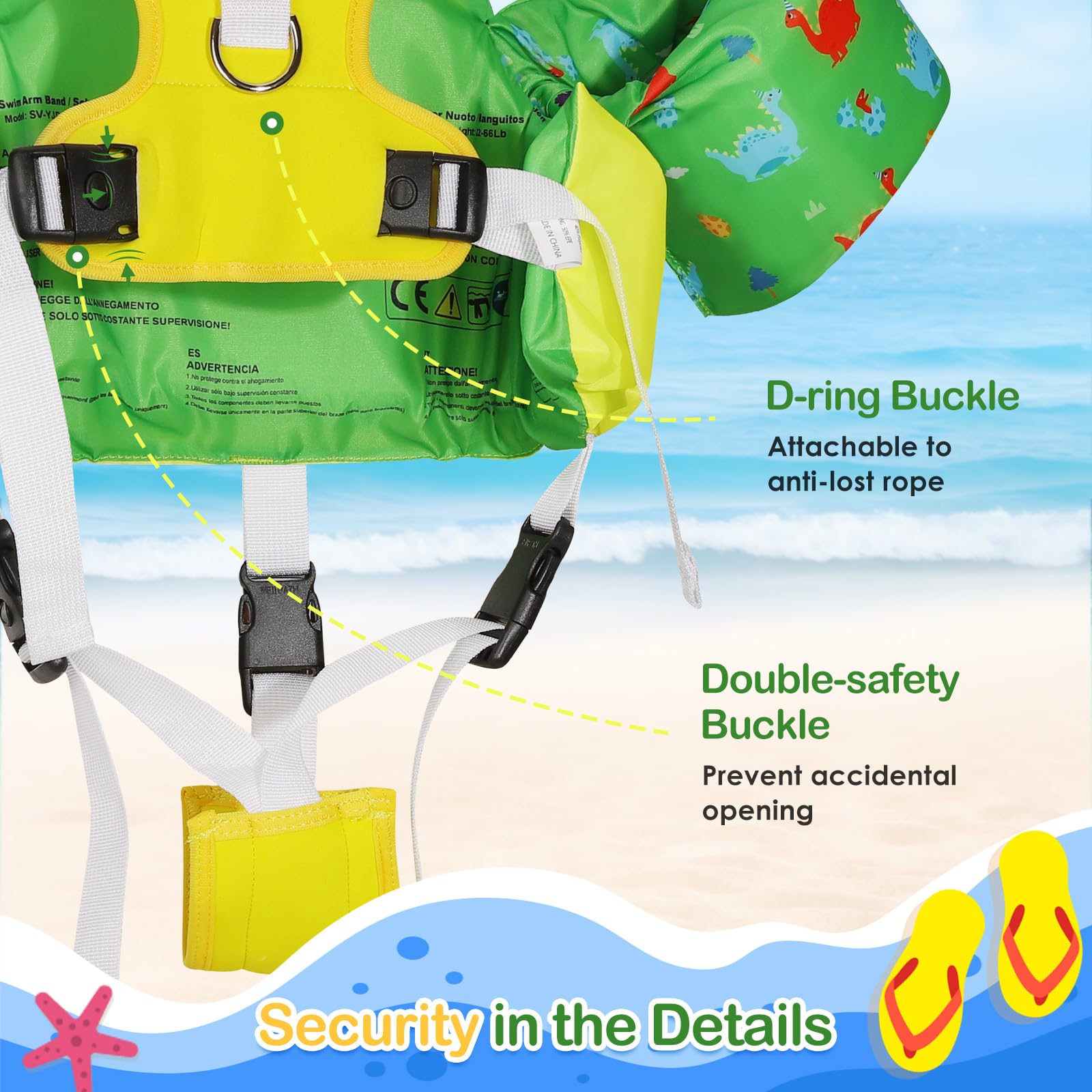 Maillot De Bain Flottant Bébé Dinosaure – Gilet Natation Sécurisé, Séchage Rapide Pour Piscine Et Plage