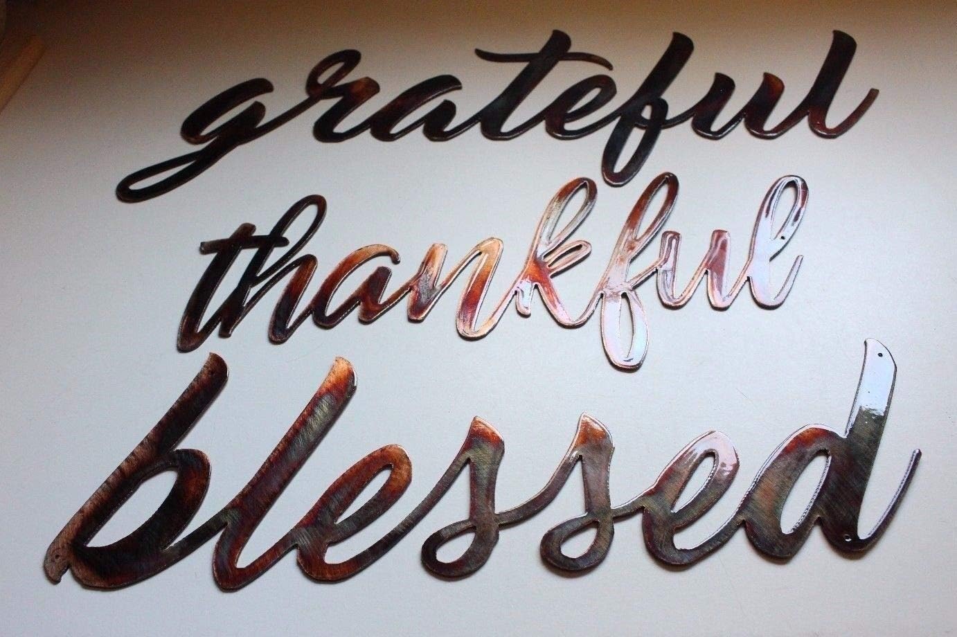 thankful, grateful, blessed metal wall art accents