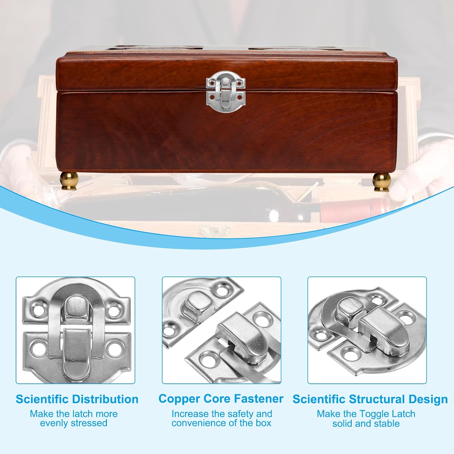 PATIKIL Small Metal Box Toggle Latch, 20 Pack Vintage Hasp Latch Lock Buckle Hardware with Mounting Screw for Wood Jewelry Cabinet Toolbox Ordinary Box, Silver image 5