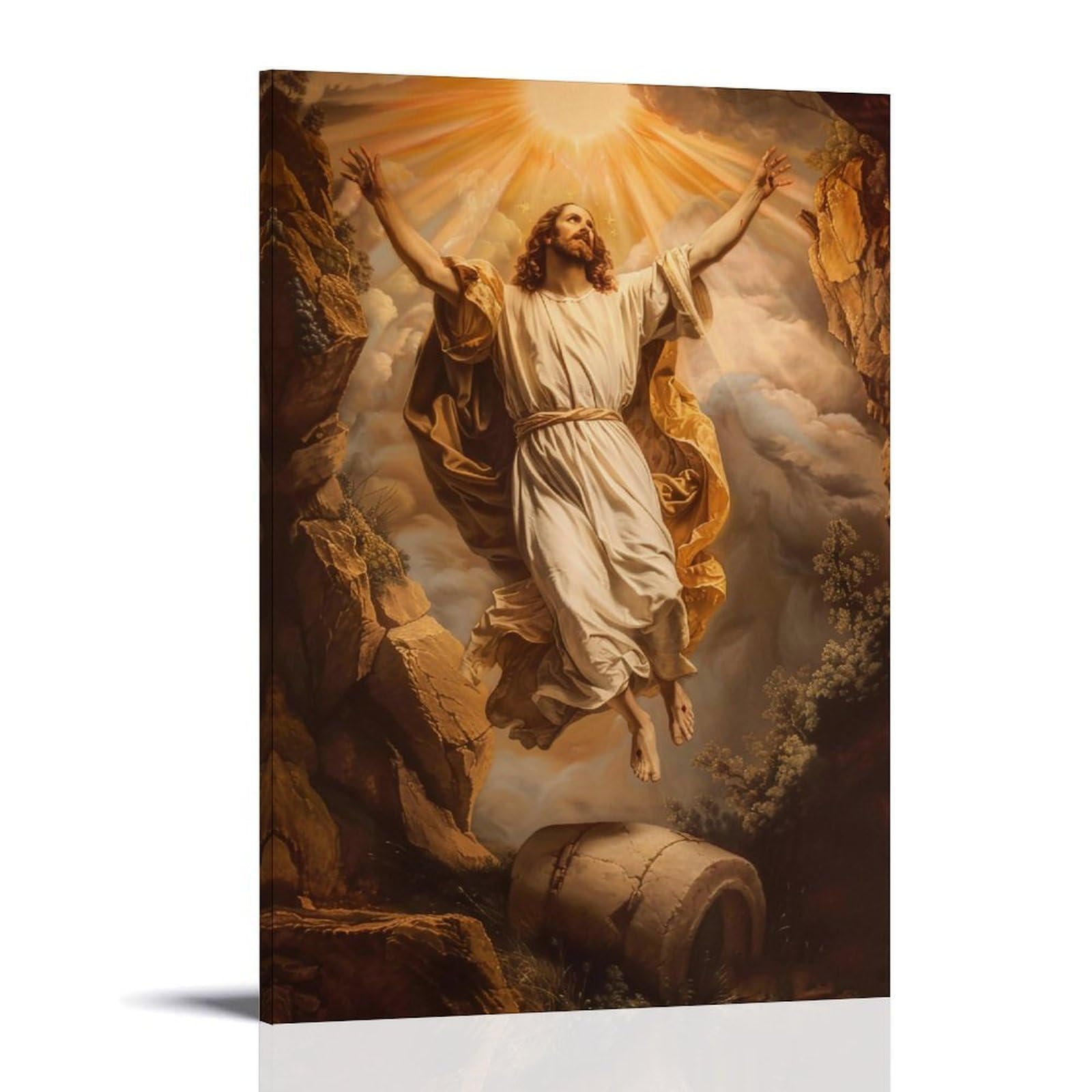 JUWRHRHHRH Jesus Resurrection Ascension 04 Poster Canvas Aesthetic Wall Art Painting Decor for Living Room Bed Room 20x30inch Frame-style