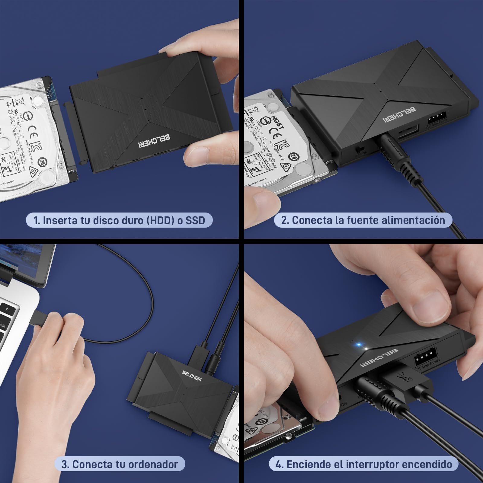 Adapter USB 3.0 na IDE i SATA, Uniwersalny Zewnętrzny Dysk Twardy 2,5 lub 3,5" HDD SSD, Konwerter IDE i SATA z Zasilaczem 12 V
