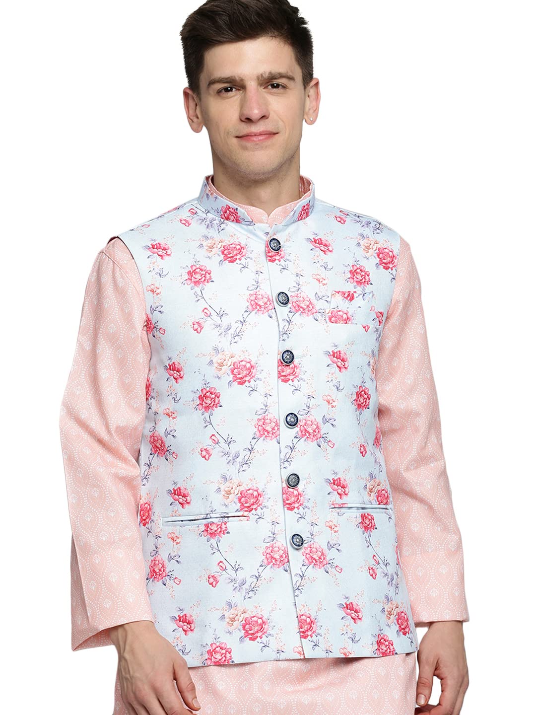 showoffff SHOWOFF Men's Printed Blue Polyester Nehru Jackets-AK-A-521_Blue-picture-21