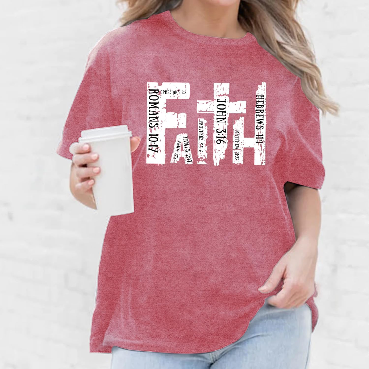 Womens Faith Shirts Christian Cross T-Shirts Bible Verse Blessed Letter Printed Tees Inspirational Tops - Image 4