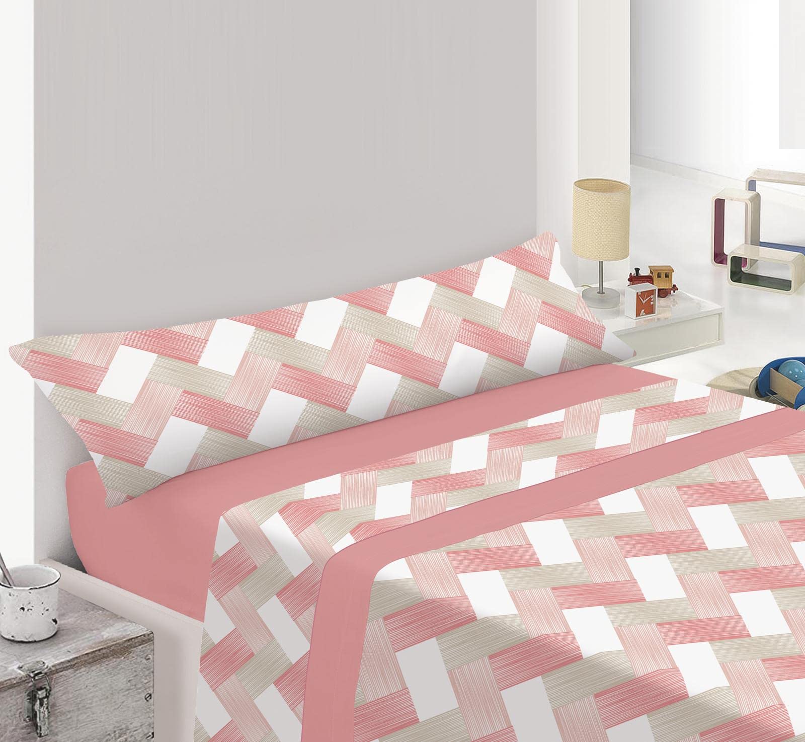 ENERGY COLORS TEXTIL-HOGAR -Galan- Juego Sábanas 3 Piezas (Bajera, encimera, 1 Funda Almohada) Primavera/Verano (Cama 150x200, Cintas)