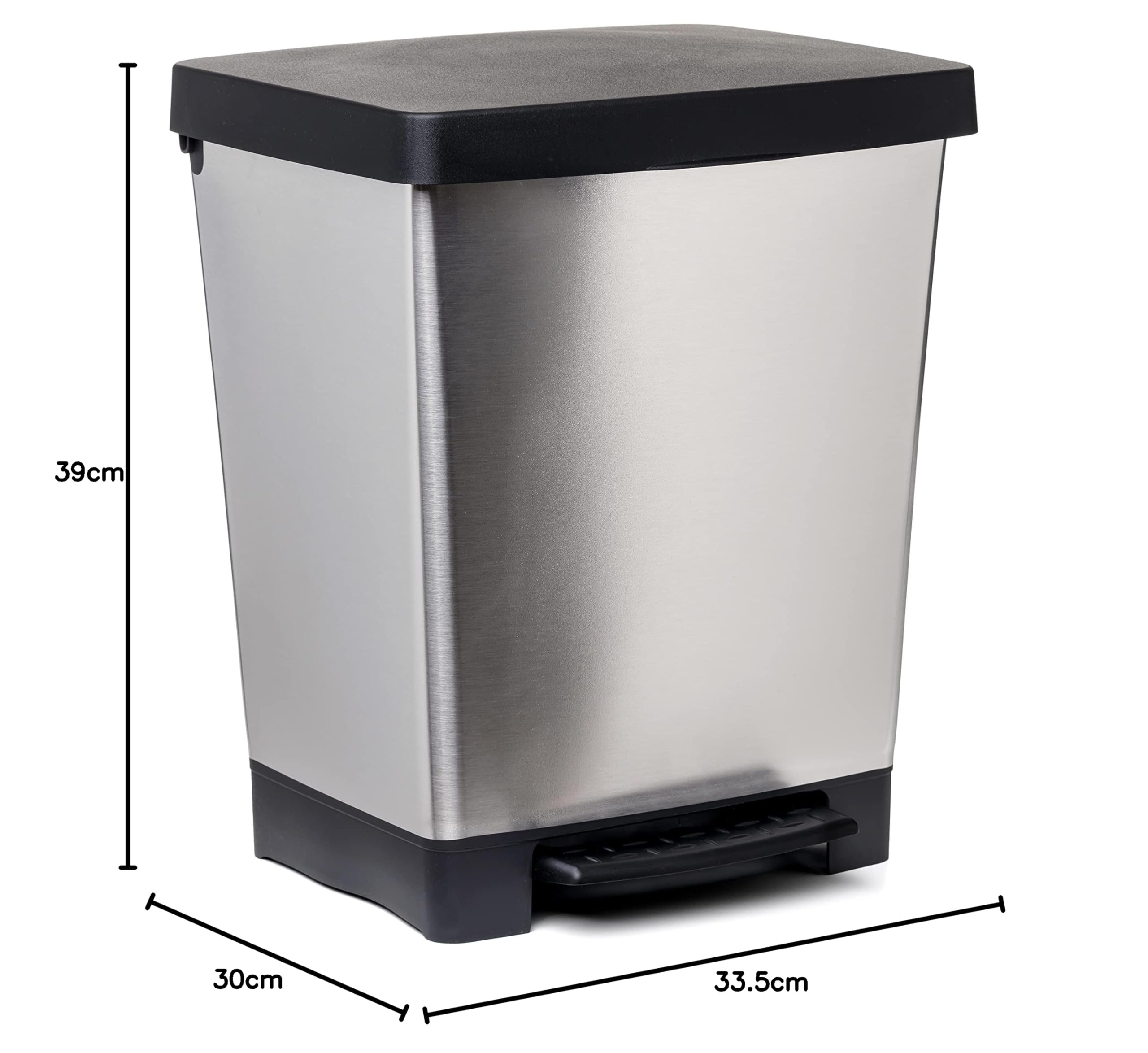 Tatay Cubo de Basura Cocina con Pedal Cubik Deco 21L | Interior y Exterior | Para Bolsas de 20L a 30L | Plástico Resistente Libre de BPA | 33,5x30x39 cm, Gris Metalizado — view 4