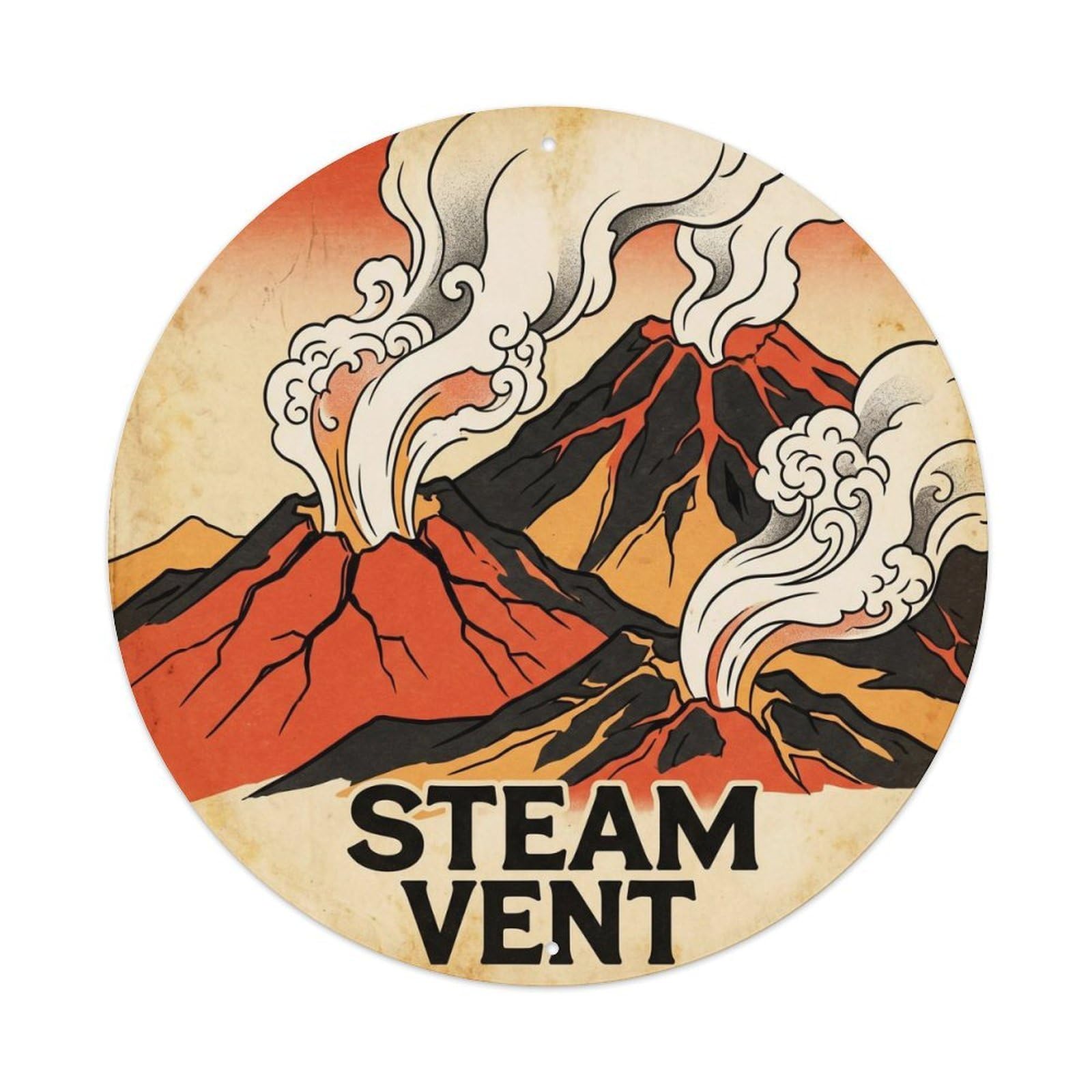 Hawaii Volcanic Steam Vent Island Sky Tropical Metal Tin Sign
