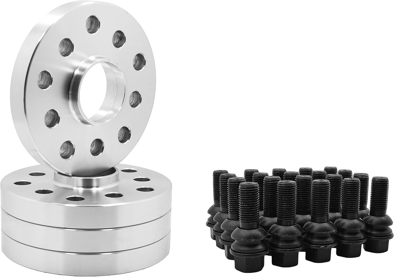 4 Pc 5x130 mm Hub Centric Wheel Spacers | 20 mm Thick | 71.5 H.B + Black R14 Ball Wheel Bolts