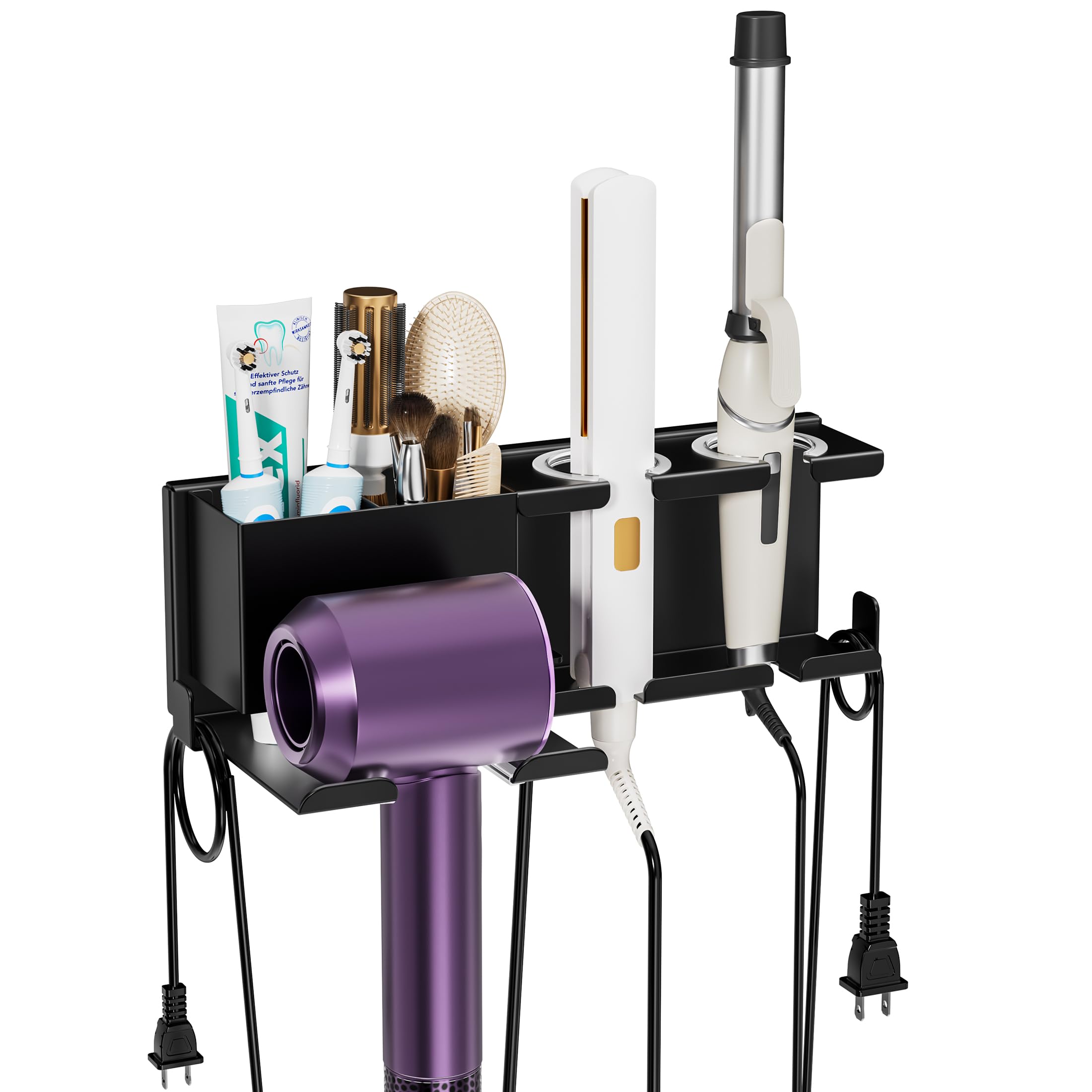 BOIVSHI Organizador de herramientas para el cabello, soporte de metal para secador de pelo, organizador de herramientas para el cabello, soporte de pared, para secador de pelo, rizador, alisador,