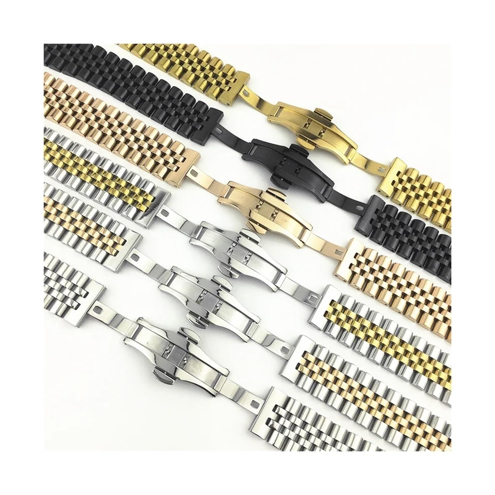 Sangle de Montre 12 13 14 16 17 18 19 20 21 22 mm Flat Curbed en Acier Inoxydable Bande de Surveillance/Femme Bracelet de Remplacement