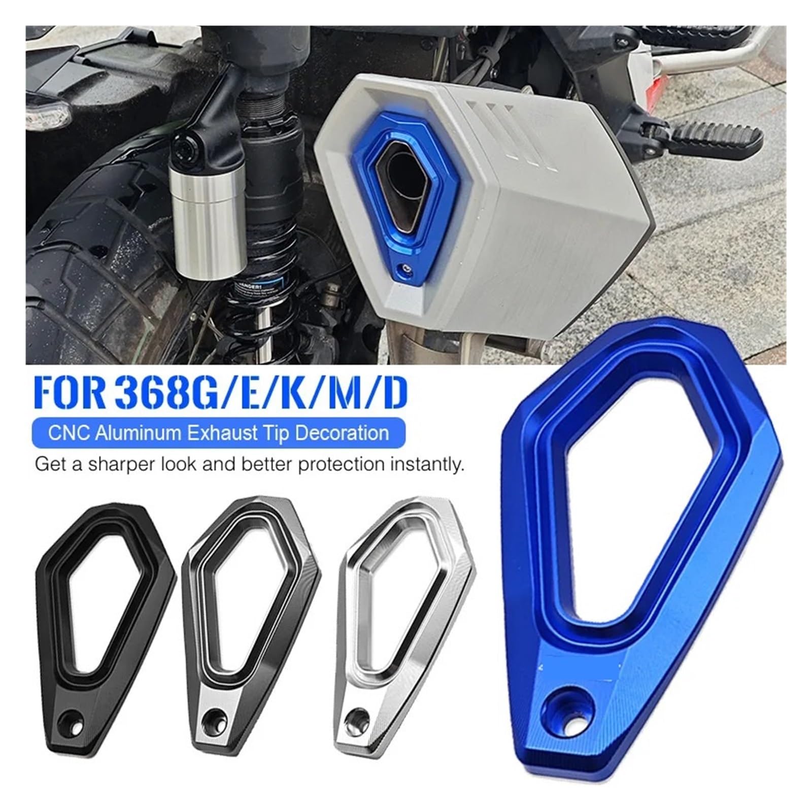 Cubierta Decorativa for Punta de Escape Zontes 368G 368E 368D 368K, Accesorios for Motocicleta, Protector decoración Trasera Tubo Aluminio CNC