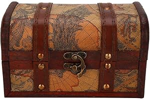 Rustic Wooden Ornament Storage Box, Keepsake Box with Vintage Style for Decoration and Organization