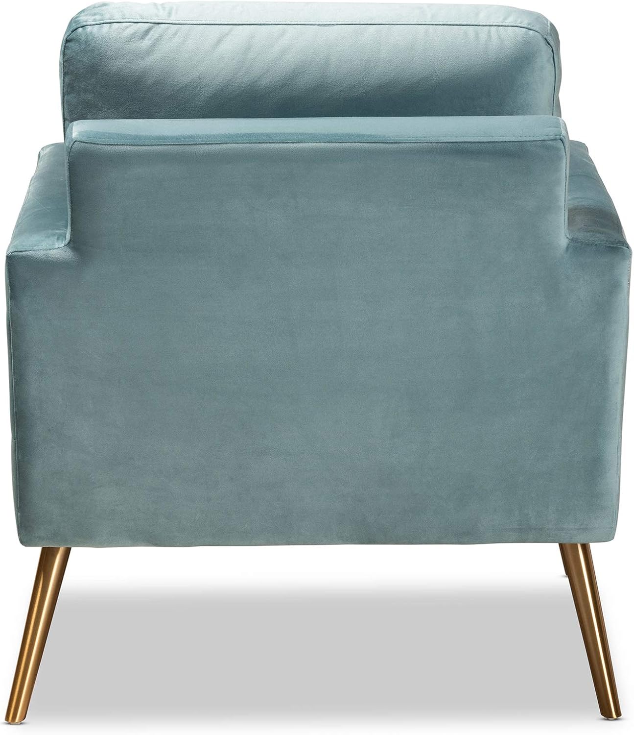 Baxton Studio Leland Glam and Luxe Light Blue Velvet Fabric Upholstered and Gold Finished Armchair
