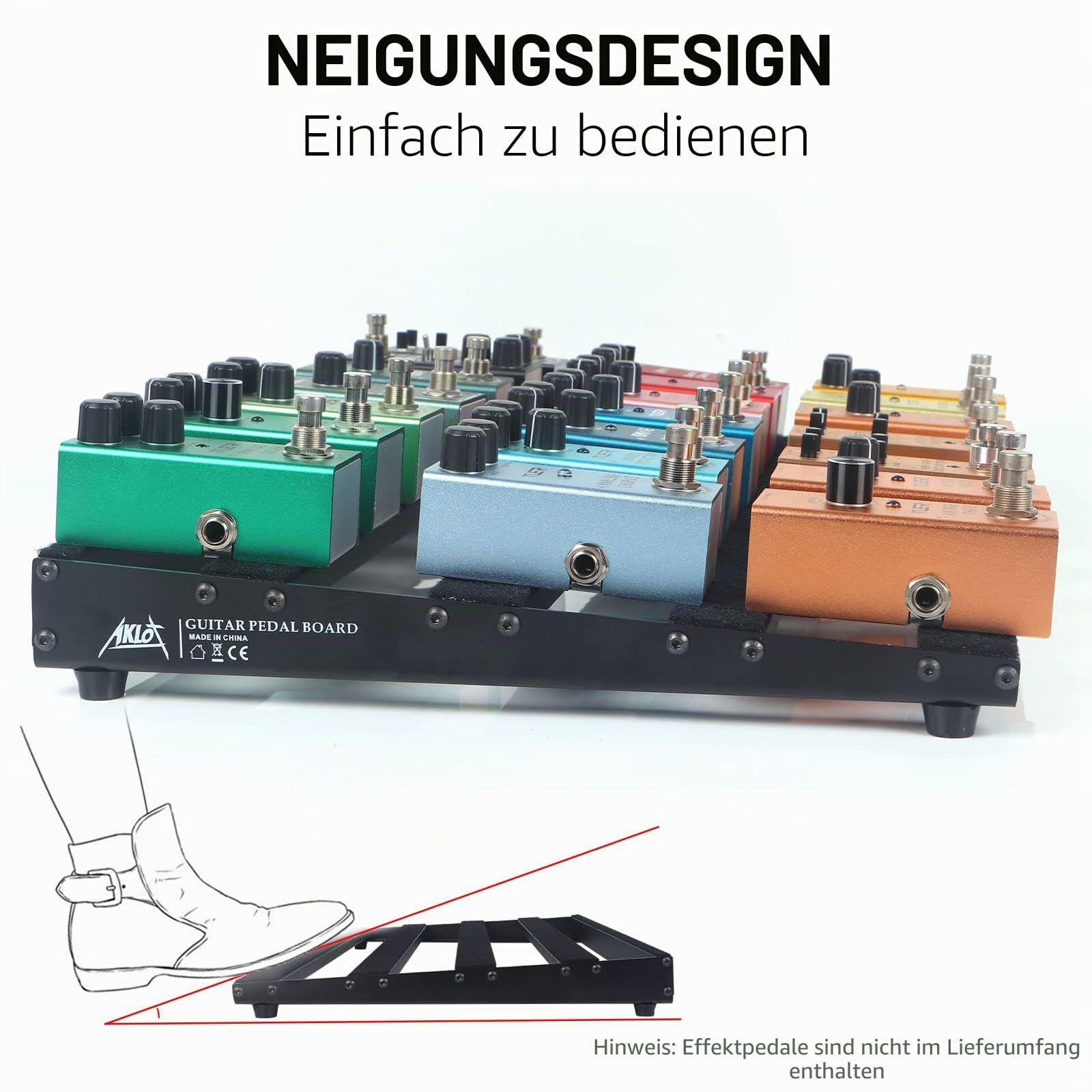 AKLOT Gitarren-Pedalboard, Bass-Pedalboard, Aluminiumlegierung, 1,3 kg, Super große Kapazität, 48,3 x 30,5 cm mit Tragetasche