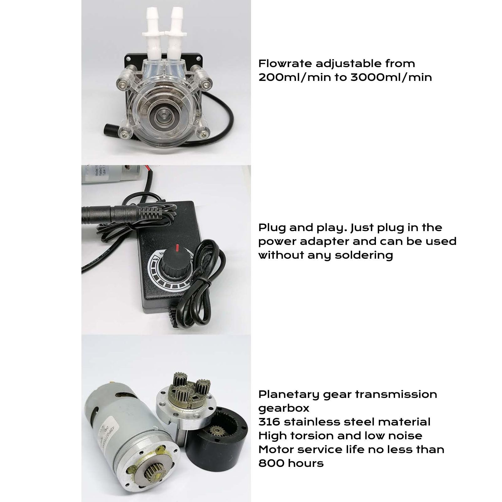 Peristaltische Pumpe Einstellbare Durchflussrate -Aquarium -Dosierpumpe für Aquariumlaboranalyse (EU-Stecker)
