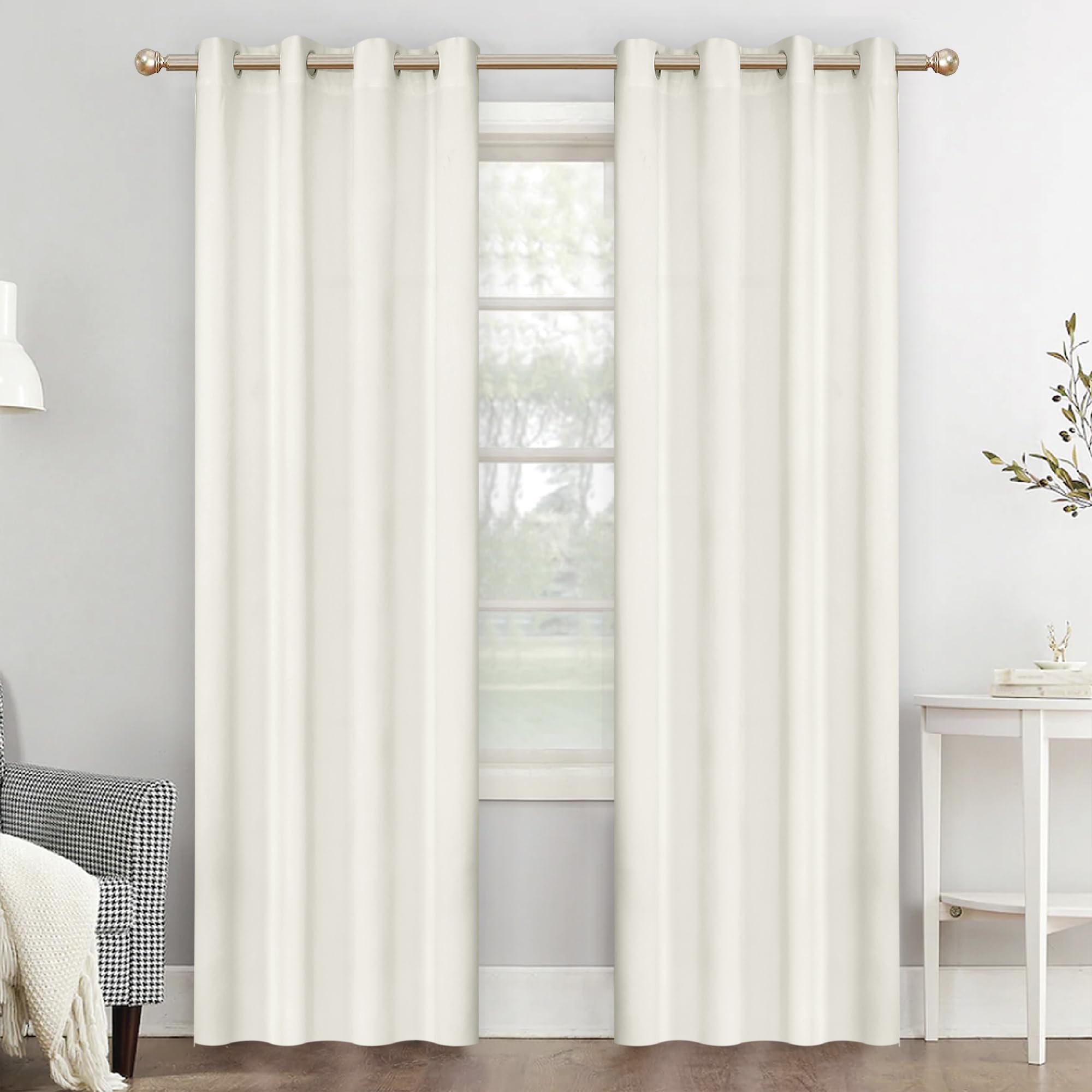 Ivory Velvet Curtains 84 inches Long Grommet Soft Velvet Curtains for Bedroom Cream Light Blocking Thermal Insulation Drapes 106”x 84”