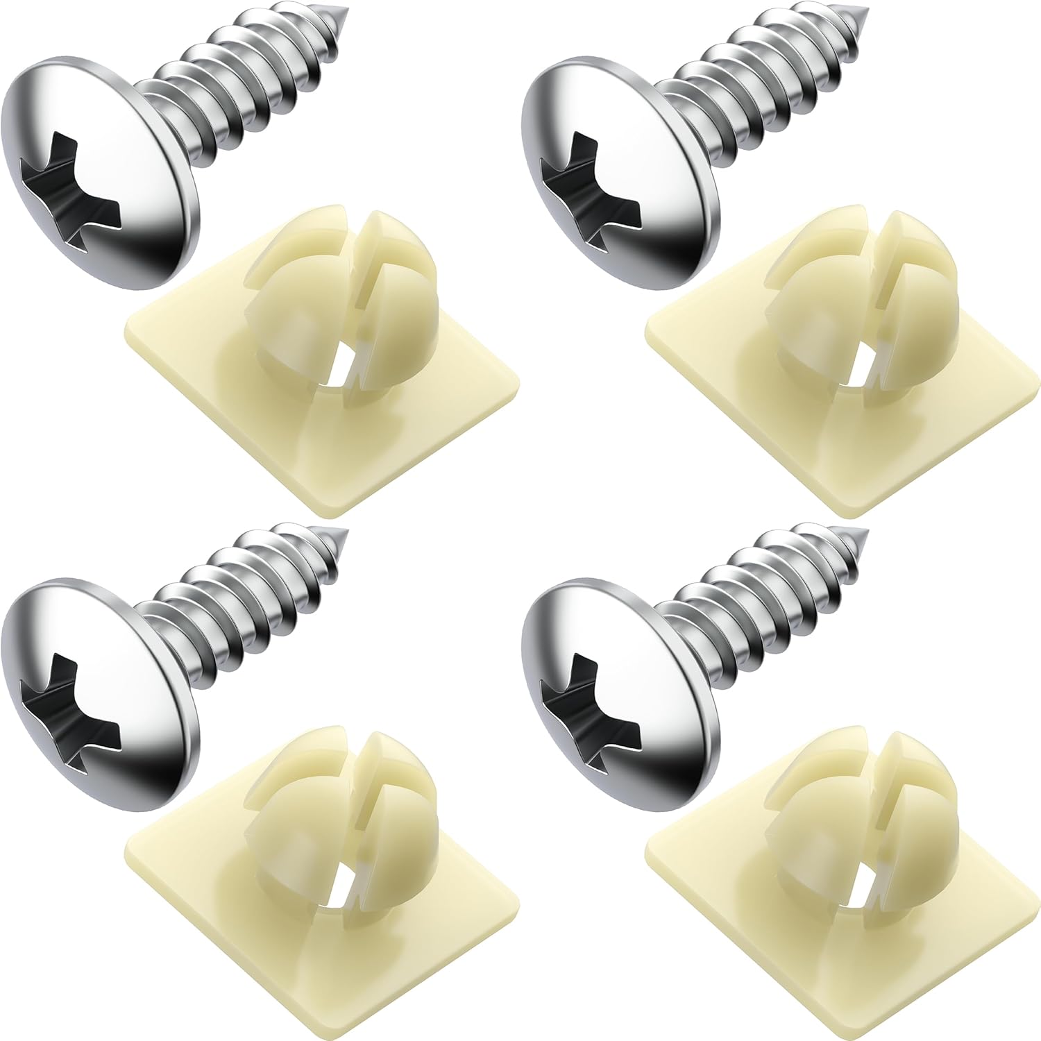 License Plate Screws with Nylon Inserts – Stainless Steel Rust Proof License Plate Screws for Securing License Plates, Frames & Covers 4755299 3907444 A11719 (Set of 4)