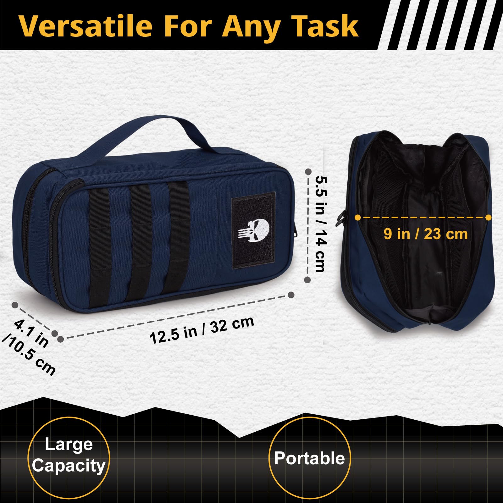 Bolsa de herramientas táctica para hombre – Organizador multiusos resistente al agua con gran apertura y cremallera, caja de herramientas pequeña y duradera para reparaciones, carpinteros y manitas