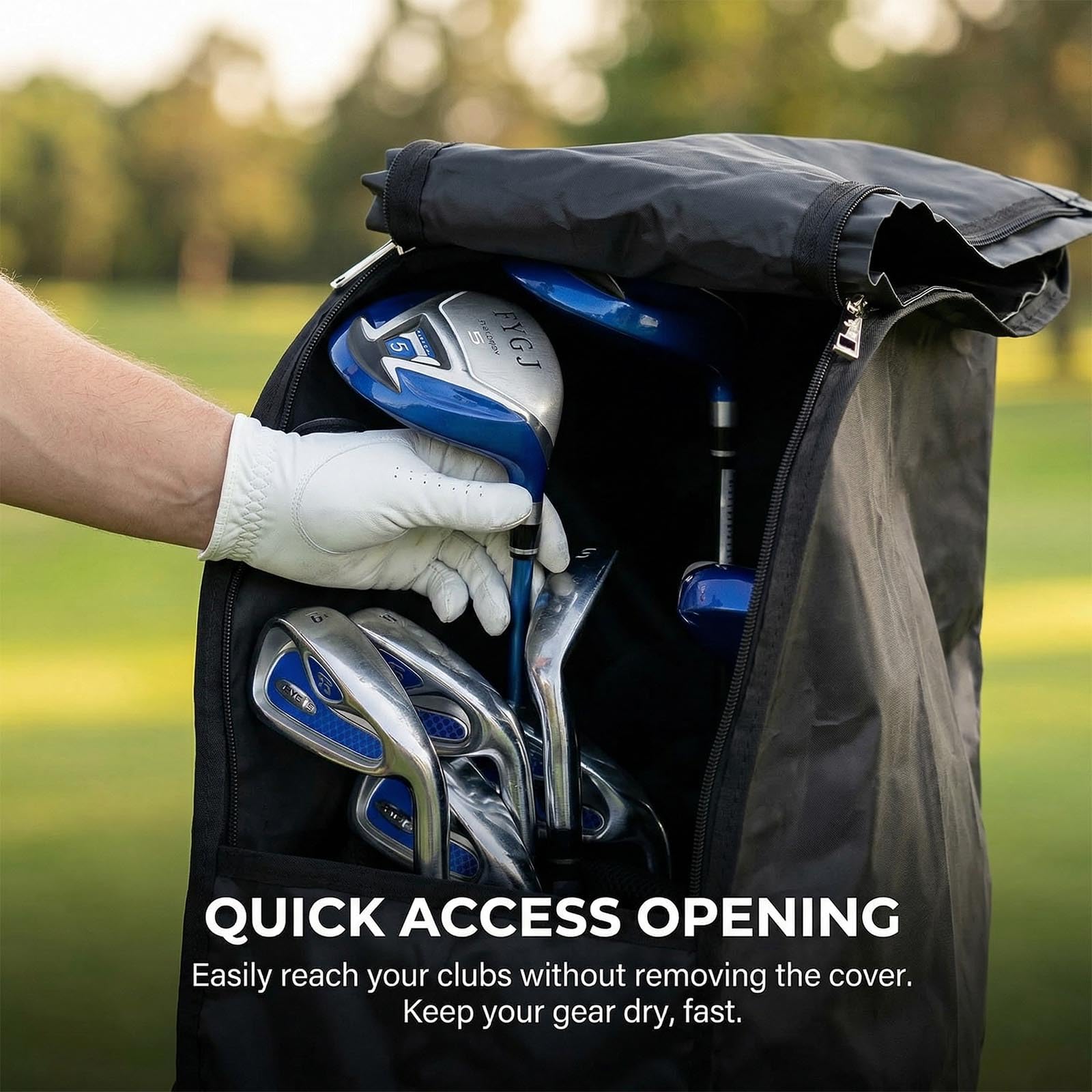 Funda de protección contra la lluvia para bolsa de golf, bolsa de golf al aire libre, abrigo impermeable para golfista, 51 x 18 x 7 pulgadas (negro)