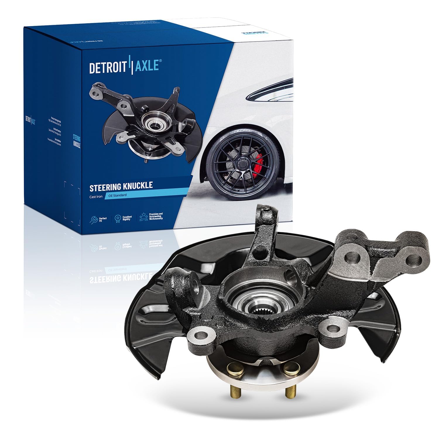 Detroit Axle - Front Steering Knuckle & Wheel Bearing Hub for Toyota 03-08 Corolla, Steering Knuckle & Wheel Hub Bearing 2003 2004 2005 2006 2007 2008