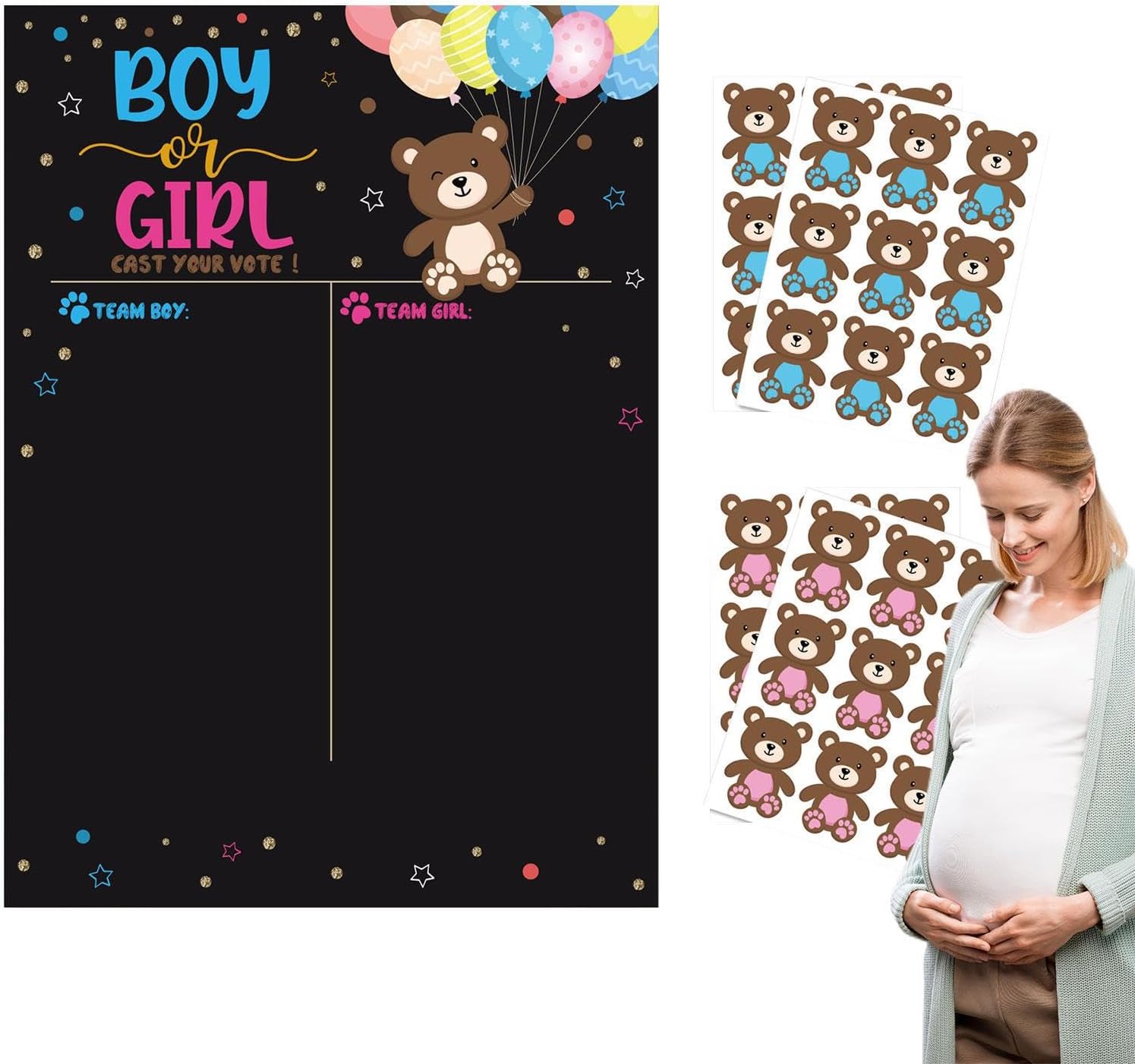 Gender Reveal Games for Guests - Gender Reveal Voting Game - Gender Reveal Party Supplies Activities, Shower Games for Girls Party Decorations