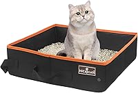 Vista 1 de HiCaptain Caja de Arena Portátil de Viaje para Gatos, Caja de Arena Plegable para Viajar en Coche, Bandeja Transportadora de Inodoro Plegable