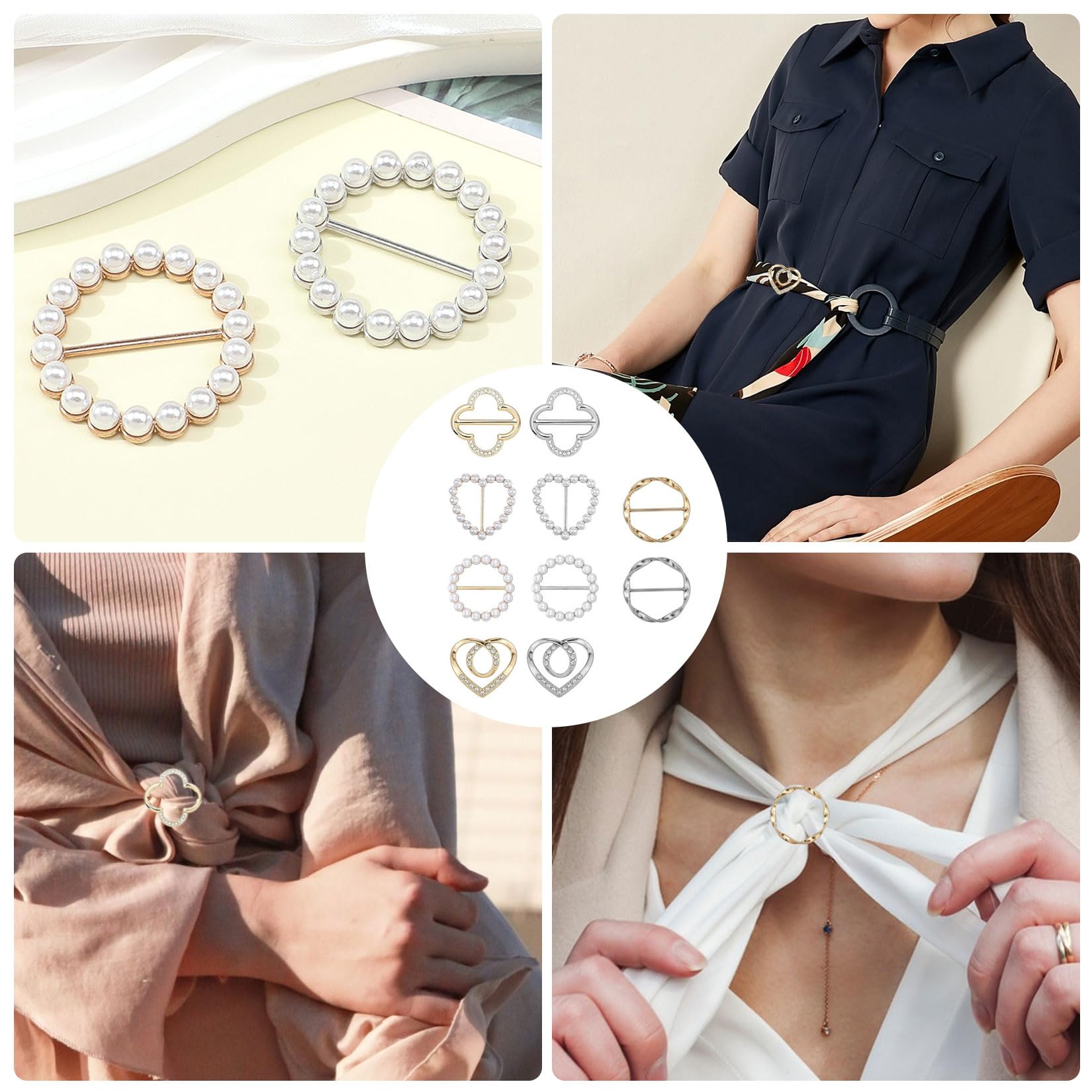 10 Piezas Anillos Hebillas de Bufandas, Hebillas de Cinturón, Hebilla de Cinturón de Metal, Anillos para Bufandas, Hebilla de Nudo Retorcido para Chal Corbatas de Camisas Sueltas Vestir