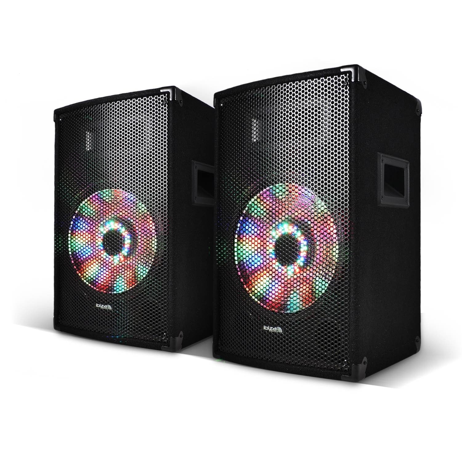 Paire d'enceintes passives Sono DJ PA 10"/25cm 2x250W à LEDs intégrées 2 Voies BassReflex