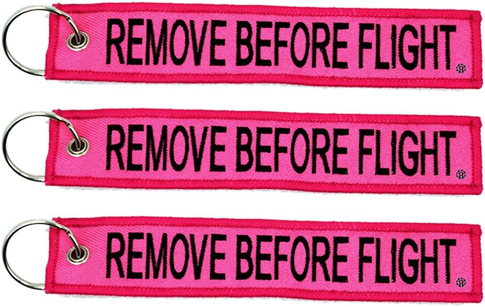 3x Remove Before Flight Pink/Black Key Chain 5.5" x 1" Motorcycle ATV Car Truck Keychain