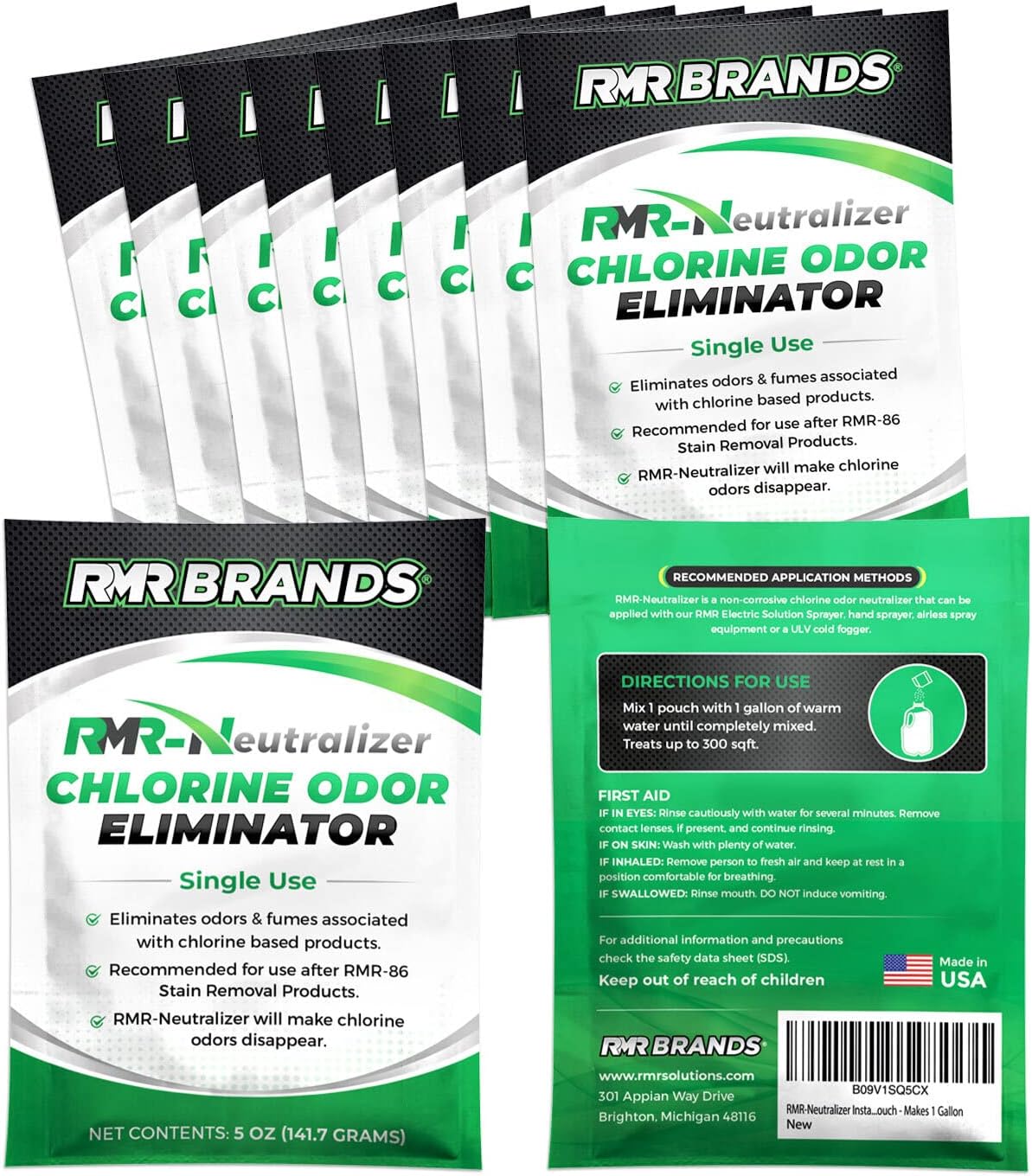 RMR-Neutralizer, Chlorine and Bleach Odor Eliminator - Neutralizes Odors From Chlorine and Bleach-Based Indoor & Outdoor Cleaners, 5oz Makes 1 Gallon, 12-5 Ounce Packets