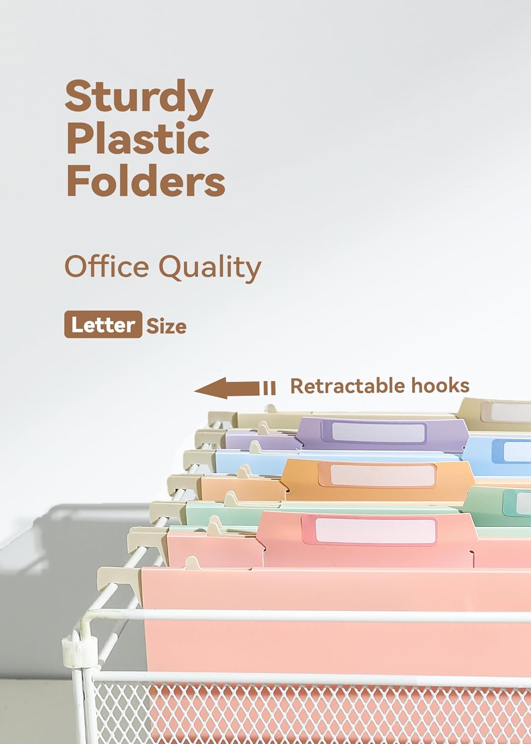 SortRax Plastic High Capacity Hanging File Folders, 4" Expansion for Bulky Documents, Side-Sealed Pocket, Holds Heavy Files, Letter Size, Movable Dividers, Insertable Tabs, 6 Pack, Pastel Colors
