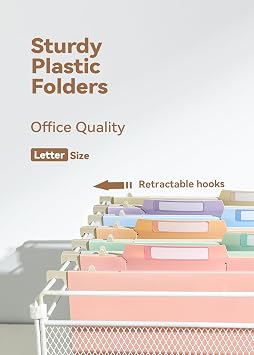 SortRax Hanging File Folders, 4 Expansion for Bulky Files, Letter, Pastel