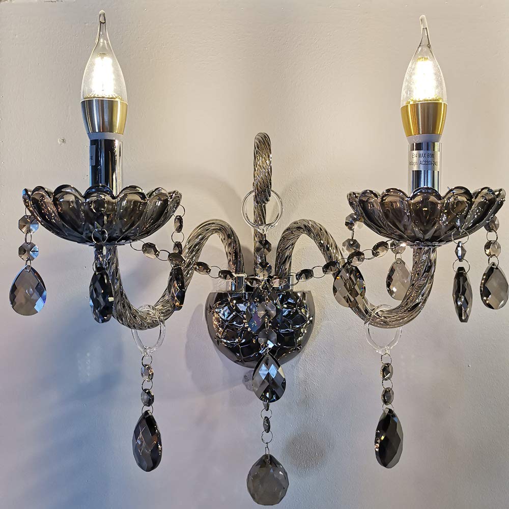 Wdw Champagne 8011 Genuine K9 Crystal Chandelier Smoky 2, 6, 8, 10, 8+4, 12+6 Arms Light Candle (2 Arms Wall Light)