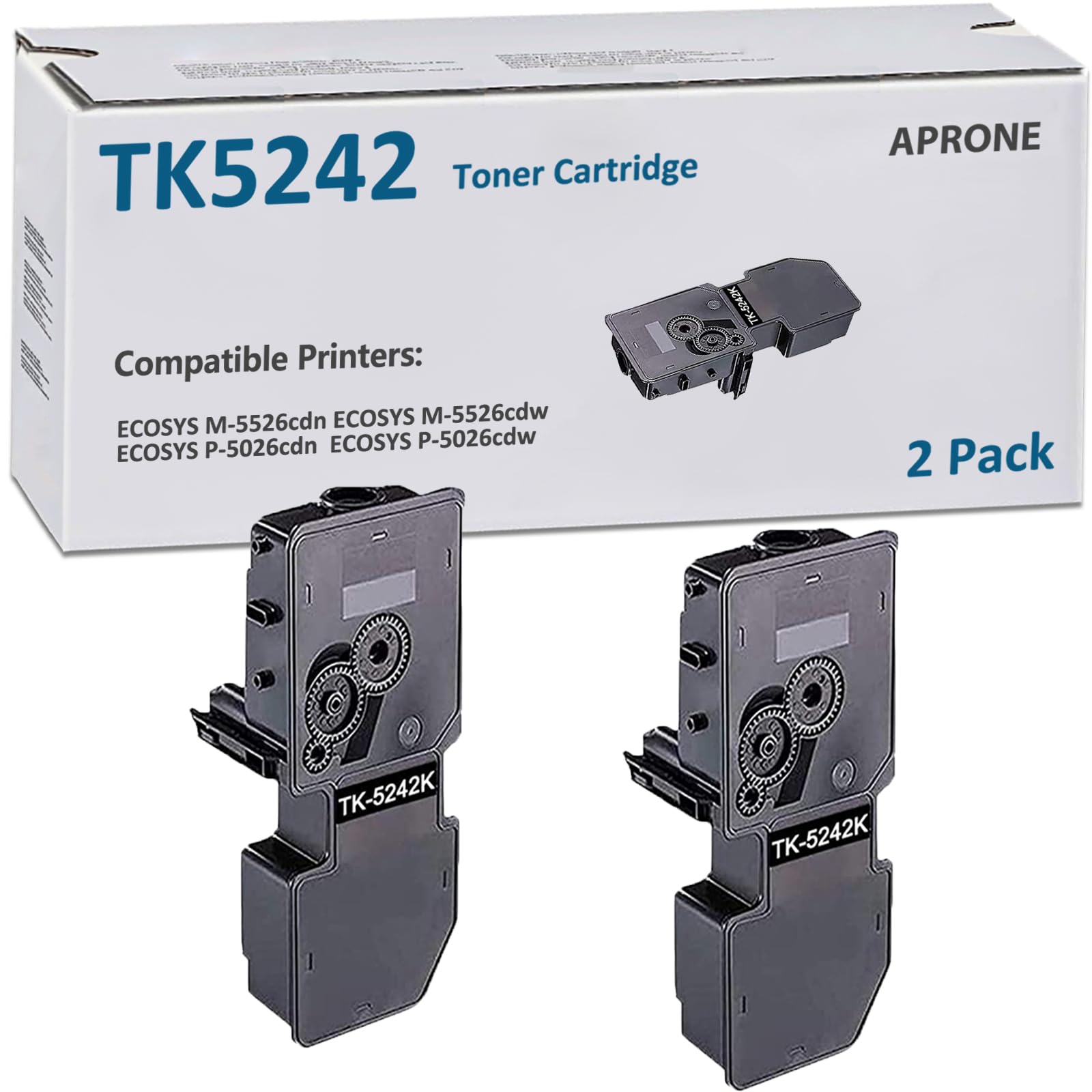 APRONE TK-5242 TK5242 Toner Cartridge Compatible for TK-5242 TK-5242K 1T02R70US0 for ECOSYS P-5026cdw M-5526cdn P-5026cdn M-5526cdw (Black,2-Pack)