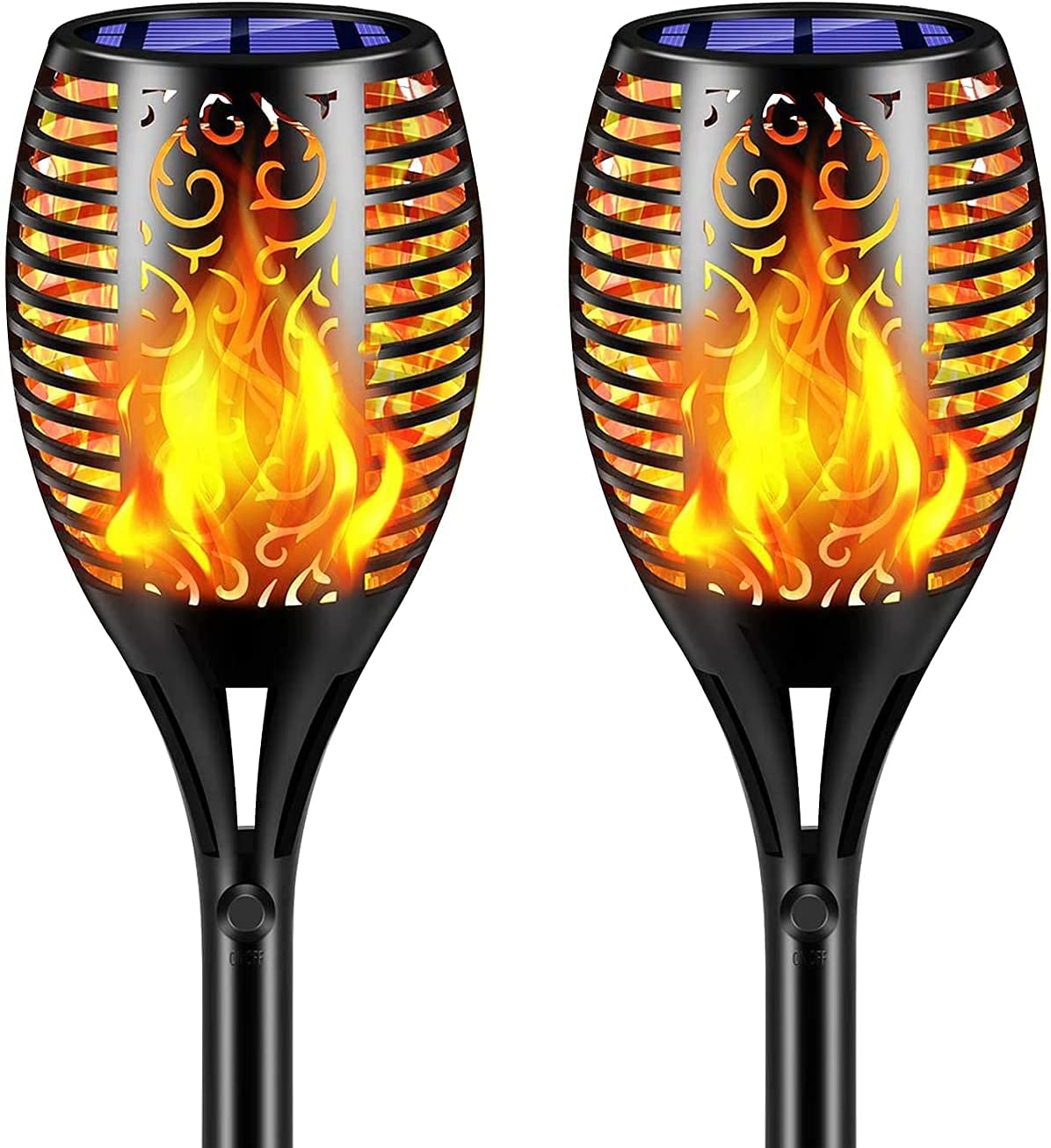 Epyz Solar Light Outdoor Waterproof Flickering Flame Mashaal Lamp 96 Led Auto On/Off for Yard Garden Party and Festival De...