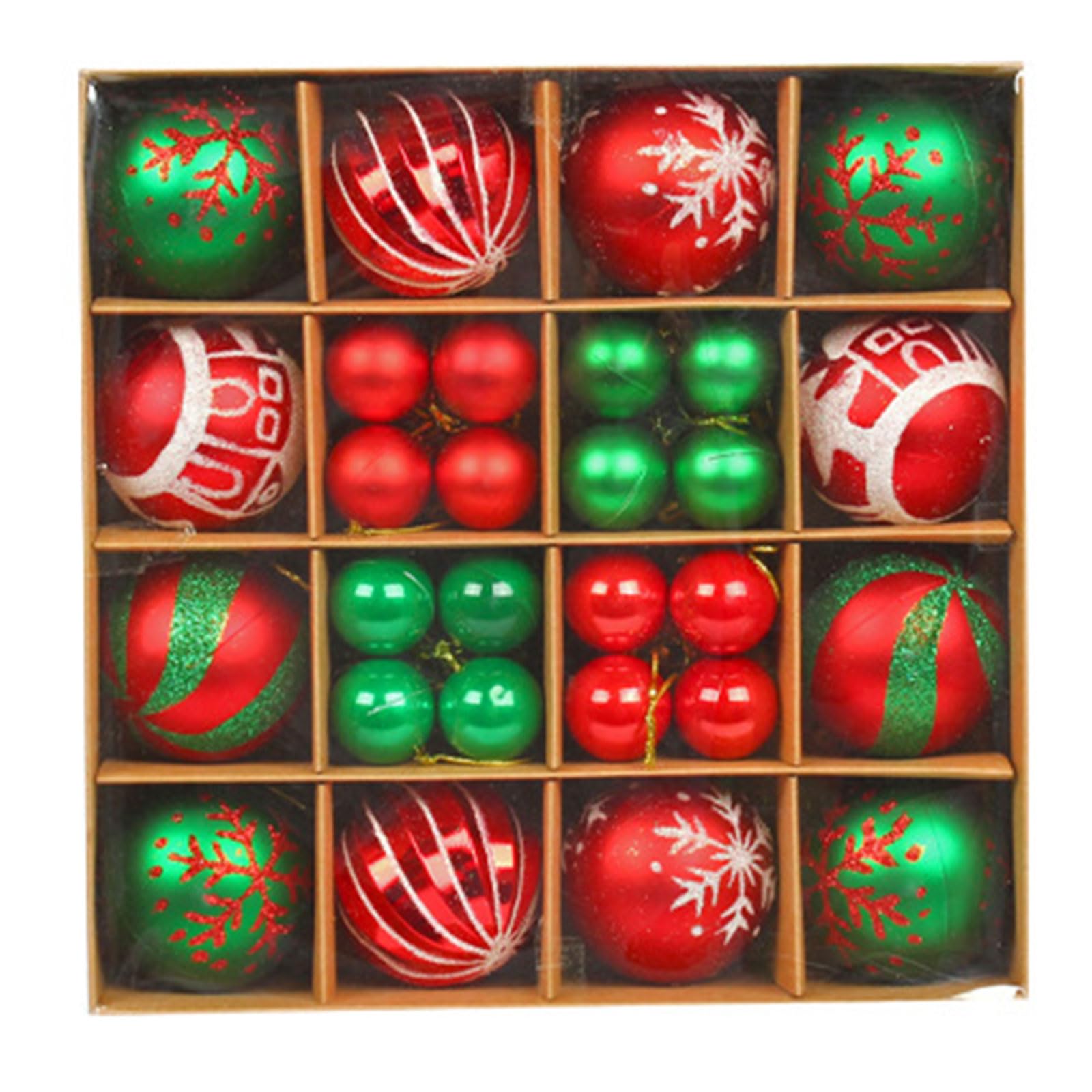 Christmas Ball Ornaments 44 Pcs Christmas Tree Decorations Set 2.4" 1.2" Shatterproof Colorful Balls for Holiday Ball Ornaments Set Shatterproof Green Gold Tree Decorations