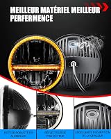 BraveWAY 7 Inch 60W LED Fényszóró Wrangler JK-hez Hi-Lo Fehér Sárga DRL H4-H13 5