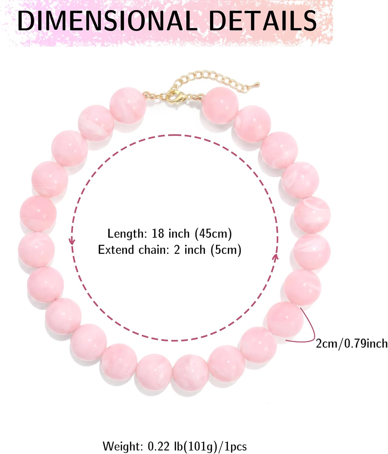 Colorful Chunky Beaded Necklace for Women, Acrylic Bead Statement Puff Ball Necklace, Cute Boho Y2K Choker Necklace for Gift Jewelry
