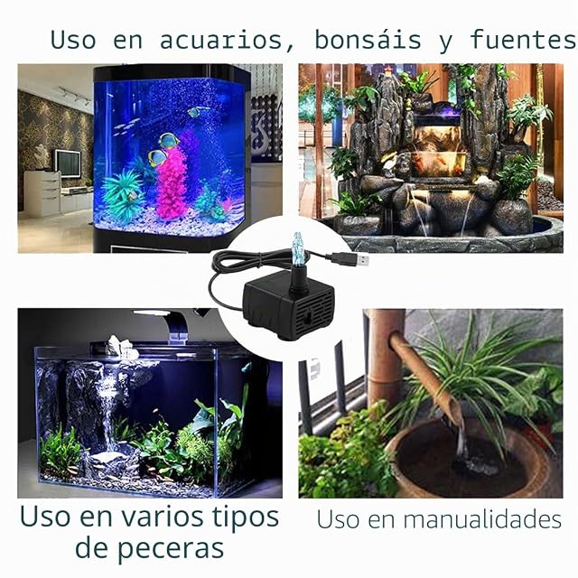 Foto 4 de 5 de GERUI 3 mini bomba de agua sumergible USB, 180 l/h