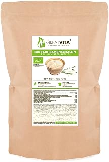 GreatVita Bio Flohsamenschalen, 99 Procent rein, 1000g indische Flohsamenschalen ballaststoffreich