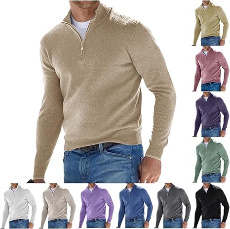 Herren Pullover 1/4 Zip - Bequemer Strickpullover Ohne Kapuze Für Winter