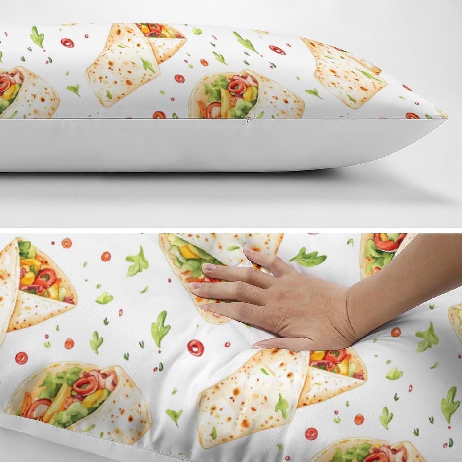 Mexican Burritos Body Pillow Cover Long Cushion 18.9x53.1 Inch | pillowcase,bed decor,farmhouse,sofa