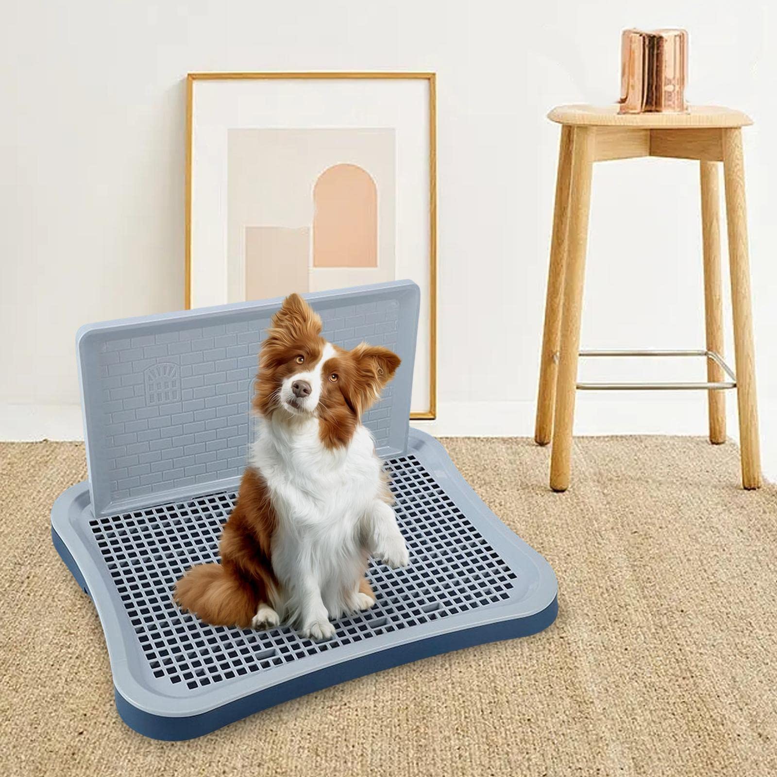Bandeja Inodoro para Perros Bandeja de Entrenamiento Sanitario Alfombra Absorbente Simulada Bandeja Portátil con Vertical y Material PP