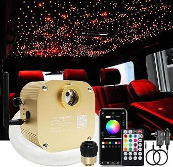 AKEPO 16W Twinkle Car Home Starlight Headliner Kit Fiber Optic Lights, 335pcs*13.1ft/4m0.03+0.04+0.06in Optical Fiber Strands APP+Music Activated+RGBW LED Light Engine + 28key Remote