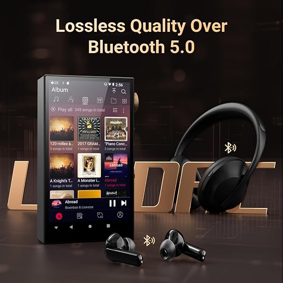 Hi-Res Audio Player, Oilsky 160GB HiFi MP3 Player Bluetooth and WiFi, 4.4mm Balanced, Dual ESS DAC, 4GB RAM, 4.02 Digital DSD512 Lossless Music Spotify Player