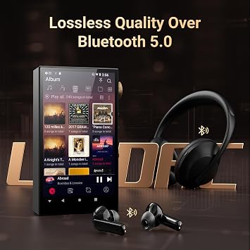 Hi-Res Audio Player, Oilsky 160GB HiFi MP3 Player Bluetooth and WiFi, 4.4mm Balanced, Dual ESS DAC, 4GB RAM, 4.02 Digital DSD512 Lossless Music Spotify Player